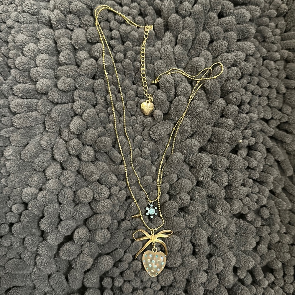 Betsey Johnson Blue Heart Snowflake Necklace